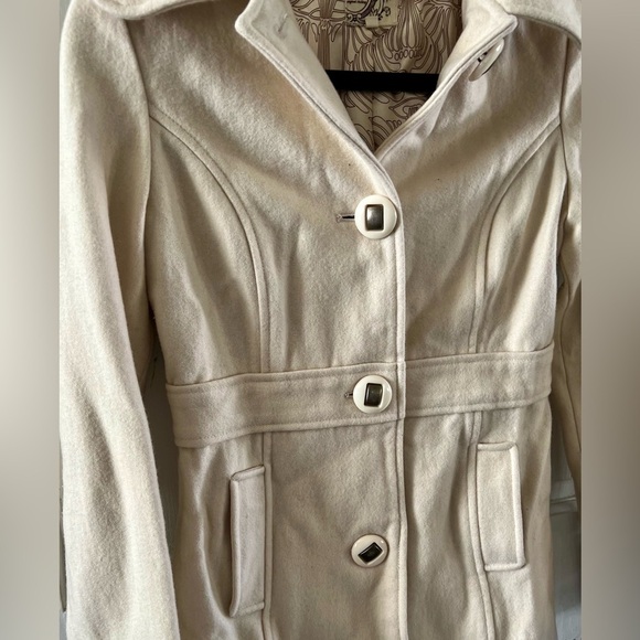 Anthropologie Tulle Wool Blend Cream Peacoat, Size XS - Picture 2 of 13
